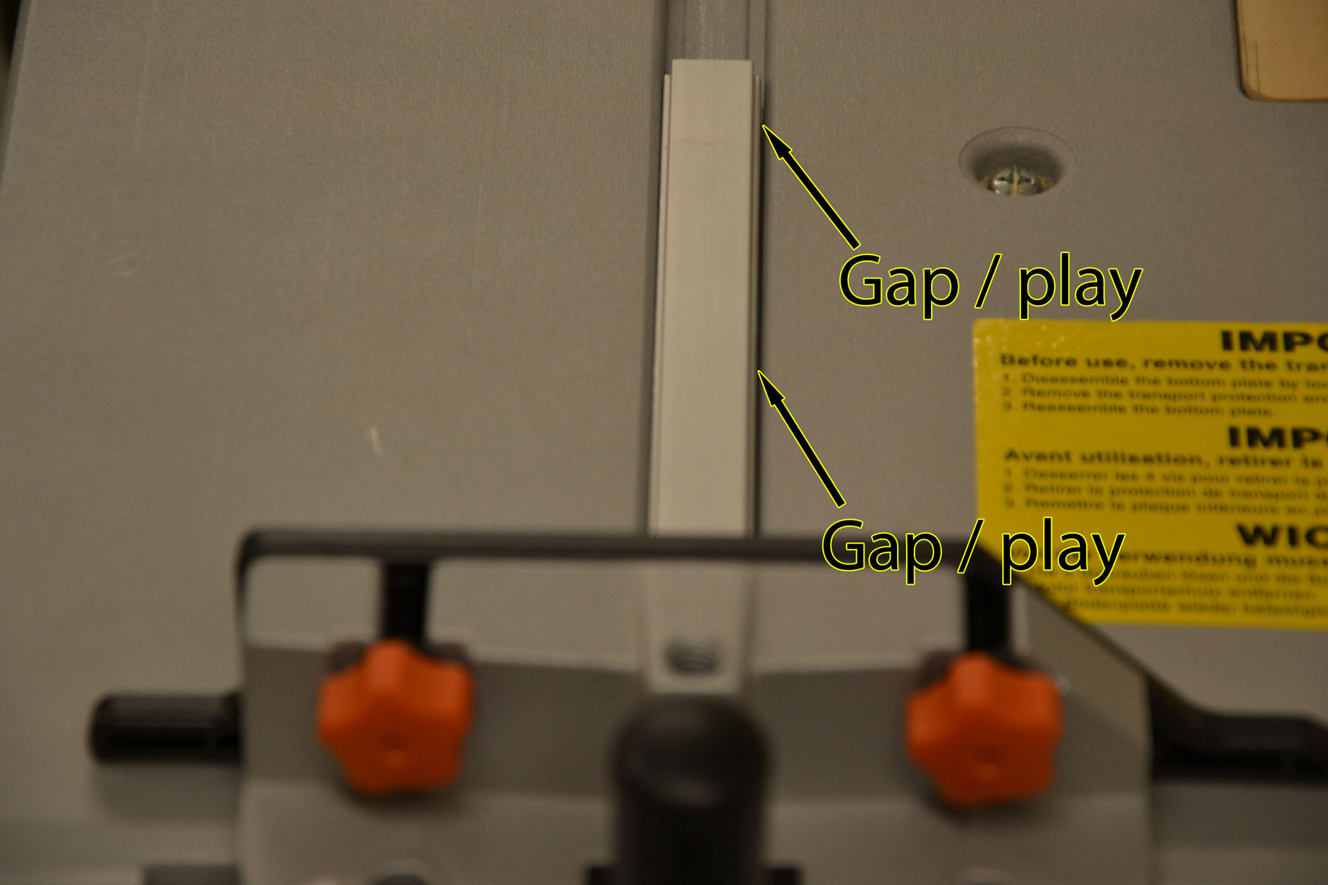 Mitre gauge gap