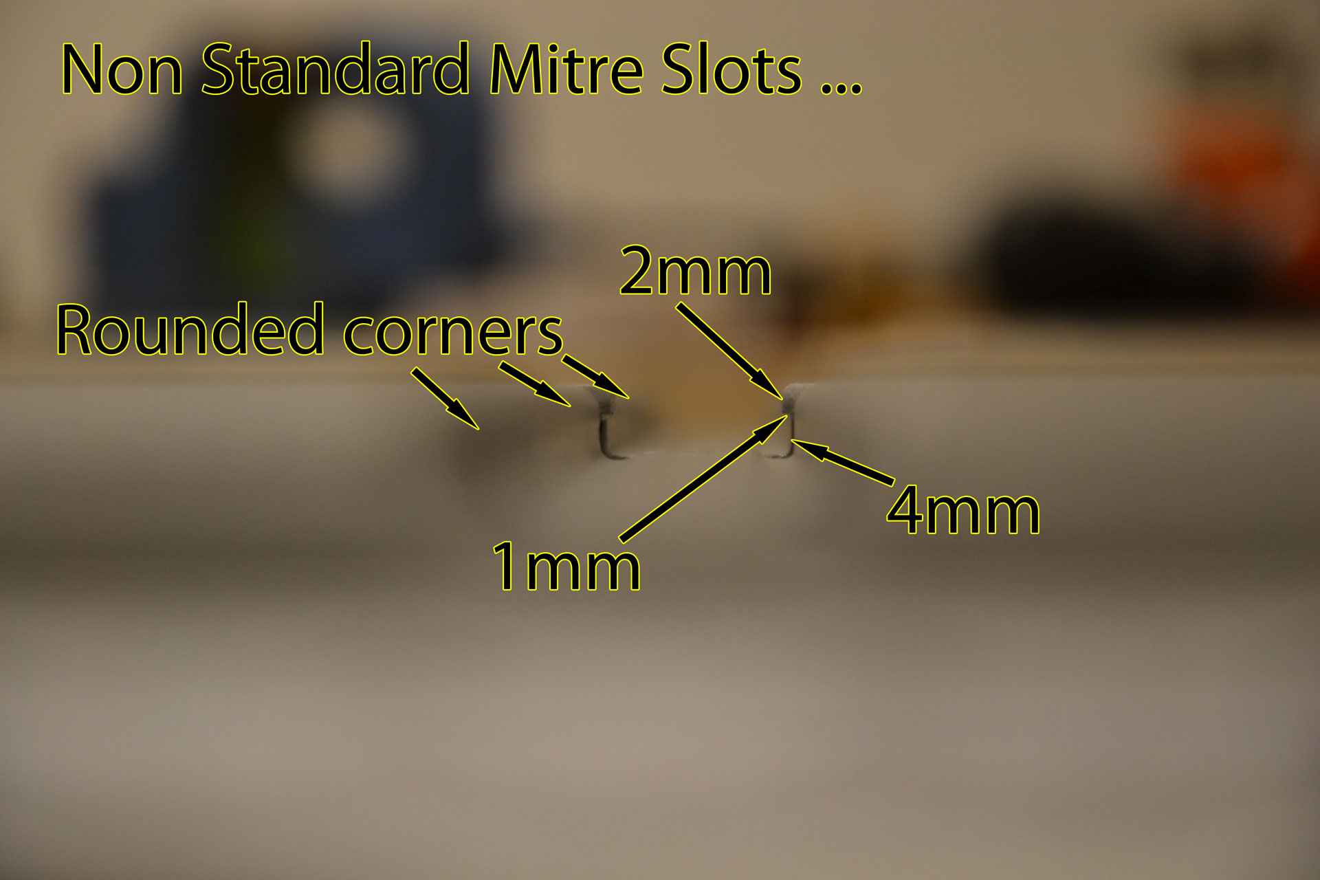 Mitre slots closeup